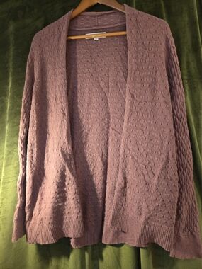 LOFT Dusty Mauve Open-Front Knit Cardigan